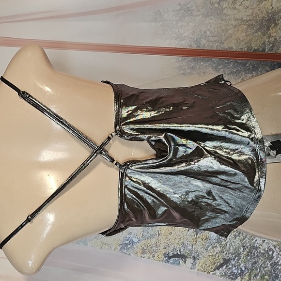 Sincerely Jules Metallic Silver Cowl Neck Top Size Large - Picture 4 of 8